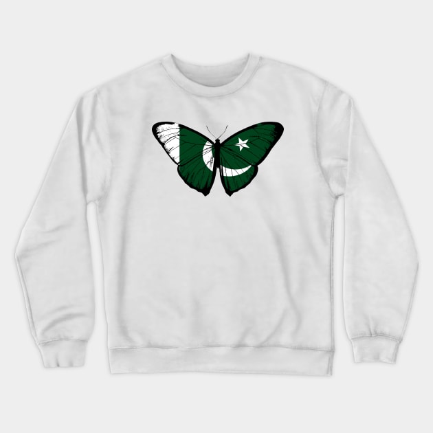 Vintage Pakistan Butterfly Moth | Pray For Pakistan and Stand with Pakistan Crewneck Sweatshirt by Mochabonk